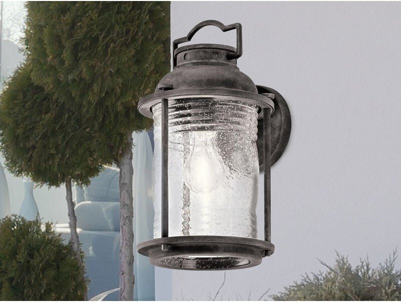 Thumbnail - Meinewunschleuchte - led Industrial Wandlaterne für Innen & Außen, Anthrazit Höhe 35cm