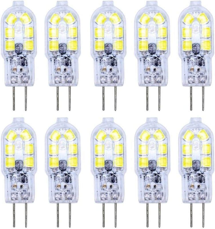 10er-Pack G4 LED-Lampe, 2W LED-Lampe, 12 SMD 2835LEDs, Kaltweiß, hohe Leuchtkraft 120LM, LED-Beleuchtung, AC/DC12V [Ener...