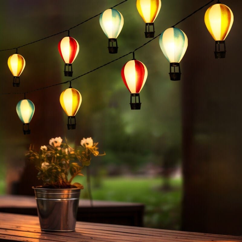 Globo Lighting - Solarleuchte led Lichterkette Heißluftballons Außenleuchte Gartendeko wetterfest, Kunststoff, 9x led wa...