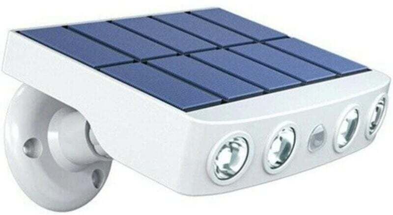 Wasserdichte Solarlampe für den Außenbereich mit Bewegungsmelder - Hochwertiges Schnellladepanel - 4 COB-LEDs Kaltweiß 5...