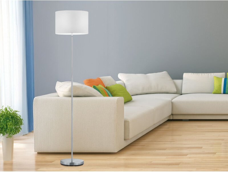 Eglo - Klassische Stehleuchte hotel mit Stoffschirm in weiß, Höhe 160cm