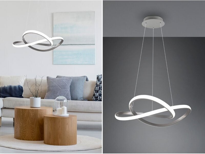 Thumbnail - Led Pendelleuchte course Silber mit Stufen Dimmer, 4000K Neutralweiß, ø 60cm