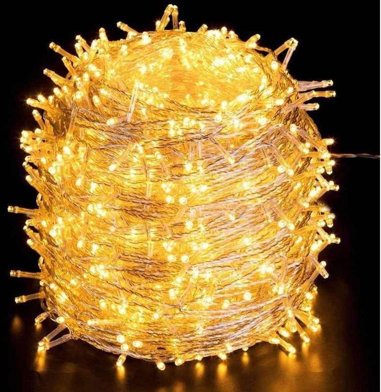 100 m lange Lichterkette für den Außenbereich, 1000 LEDs, warmweiß, mit Steckeranschluss, 8 Modi, IP44 wasserdicht, für ...