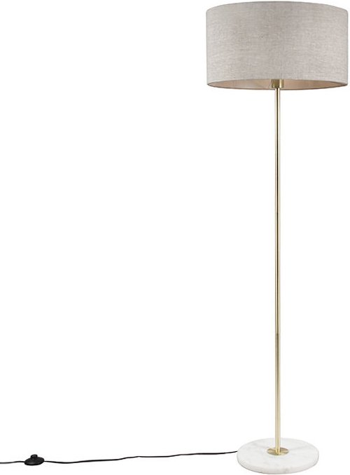 Messing Stehlampe mit grauem Schirm 50 cm - Kaso