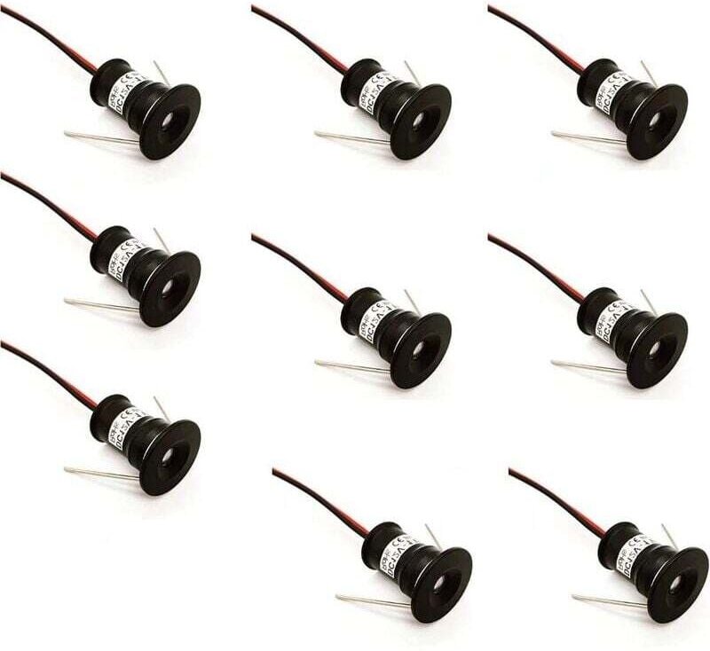 Schwarze 9er-Packung 12 V 1 W Mini-LED-Deckeneinbaustrahler für Küche, Treppenhaus, Schrank, Flur, DIY-Beleuchtung, Warm...