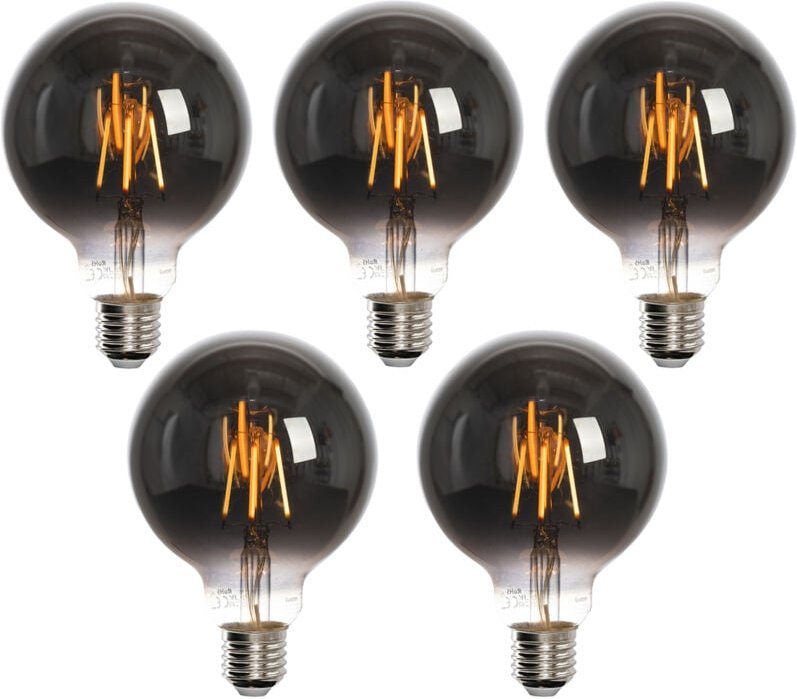 Set mit 5 Smart E27 LED-Glühbirnen G95 Rauch 4W 60lm 1800-3000K
