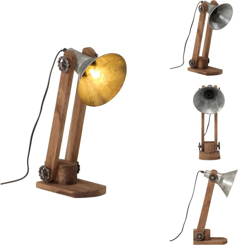 Schreibtischlampe 25 W Vintage-Silbern 23x13x52 cm E27 - Vintage-Lampe - Industrielampen - Schreibtischleuchte - Eisenla...