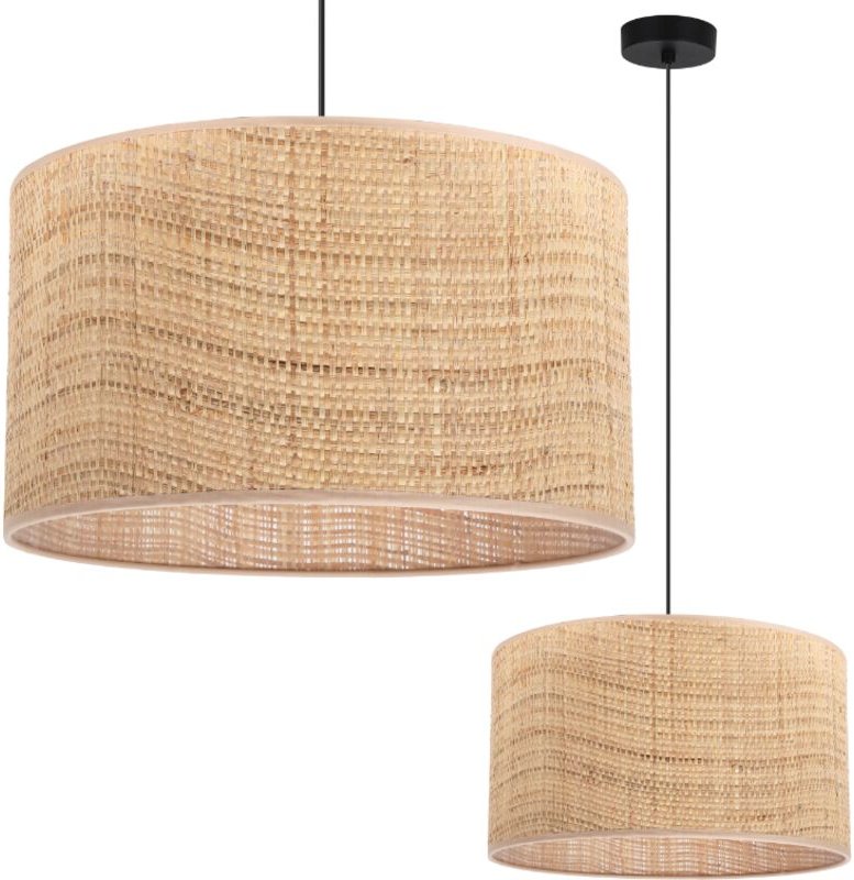 Thumbnail - Rattan-Hängelampe Schwarz 1 Flacher Rattan-Lampenschirm 35cm