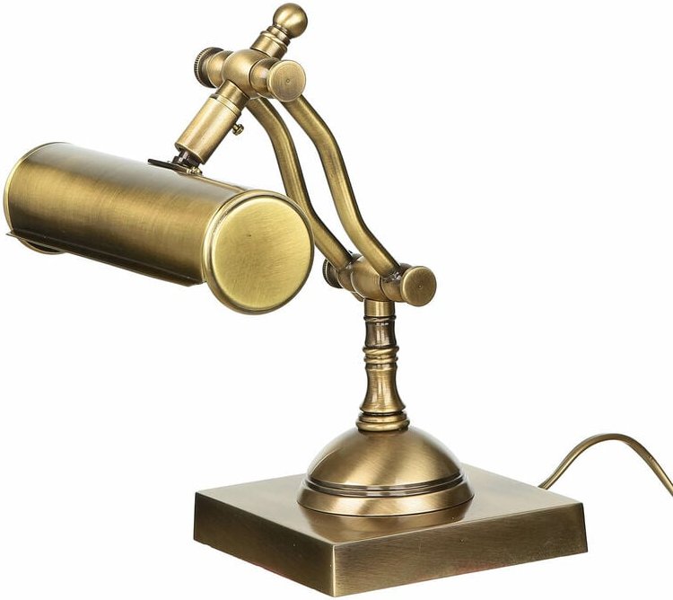 Licht-erlebnisse - Schreibtischlampe Messing massiv verstellbar E14 26 cm Bankerlampe Tischleuchte