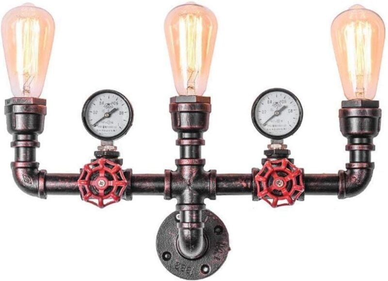 Water Pipe Wandleuchter Wasserleitung Vintage Retro Wandlampe Nostalgische Wandleuchte Industrie Wind Kreative 3/4 Rusti...