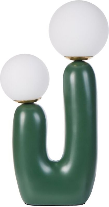 Tischlampe Dunkelgrün Harz 40 cm Hoch mit Schirm Kugelform 2-Flammig Langes Kabel mit Schalter Modern Schlafzimmer Wohnz...