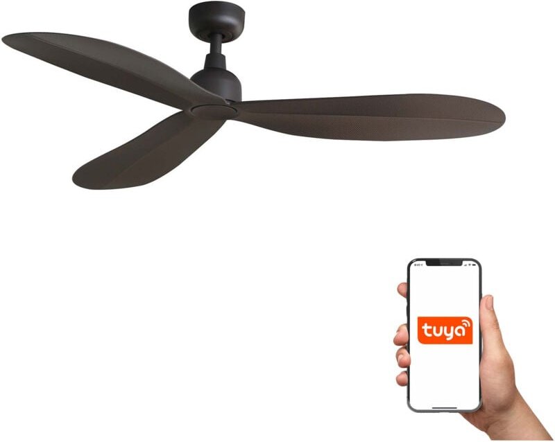 Faro Palma Mittlerer Deckenventilator mit 3 Flügeln, Dunkelbraun, Tuya Smart System