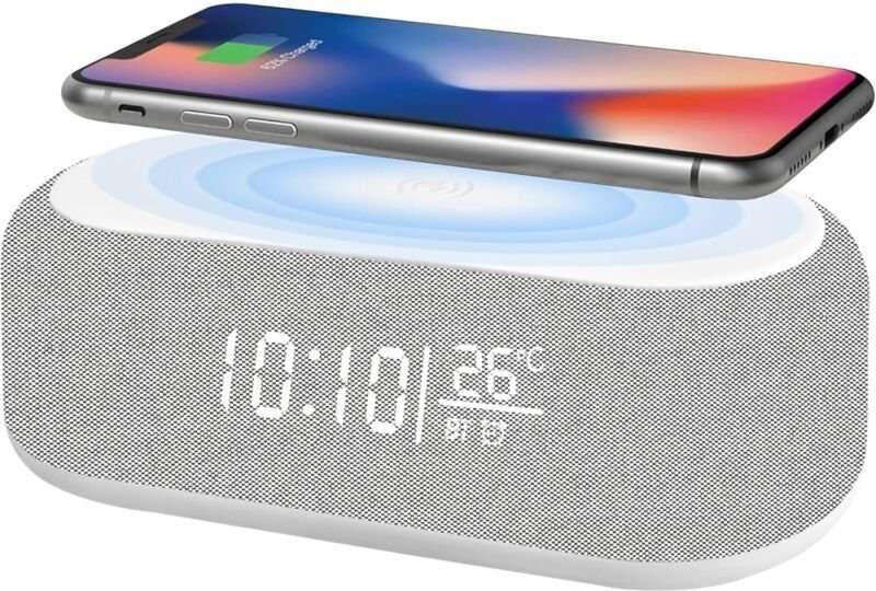 Digitaler Wecker, Bluetooth-Digitalwecker mit Audiofunktion – 9 Nachtlichtfarben, Bluetooth-Lautsprecher, kabelloses Lad...