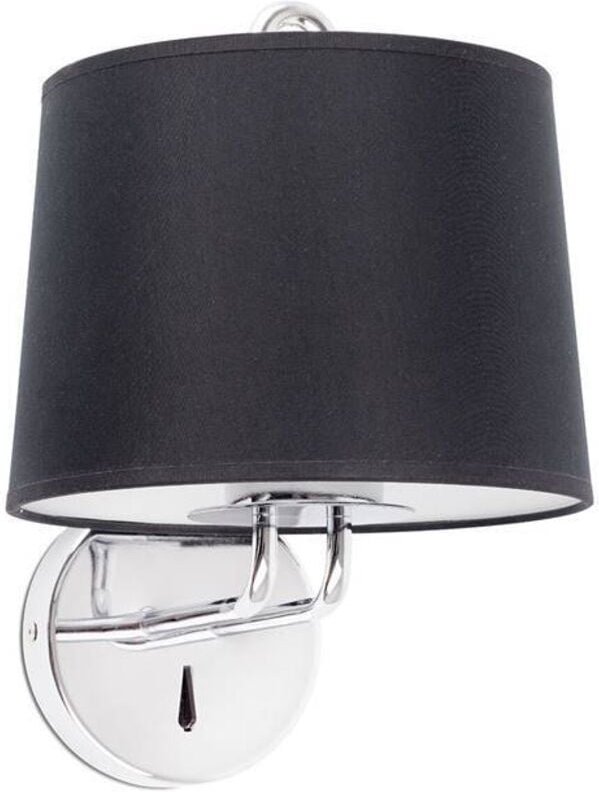 Faro montreal Chrom, Wandlampe mit schwarzem Schirm