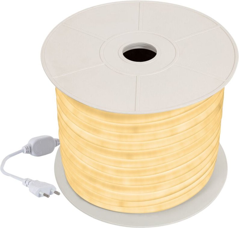 LED-Streifenrolle Neon Dimmbar 220V 50m Warmweiß Rund 360° 9W/m Schnitt 100cm IP67 Warmweiß