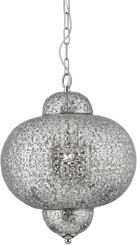 Searchlight - Fretwork - 1 heller marokkanischer Deckenanhänger Glänzendes Nickel, E27