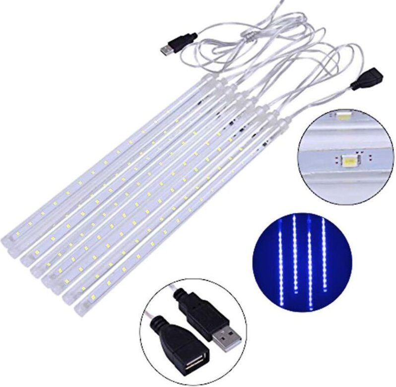 Osqi - Meteorschauer-Lichter, IP65 wasserdichte Weihnachtsbeleuchtung mit 30 cm langen Röhren, 8 Röhren, insgesamt 192 L...