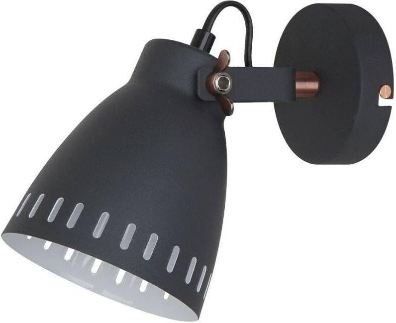 Franklin - Industrie- und Retro-Wandlampe Graphit, rotes Kupfer 1 Licht mit Graphitschirm, E27 - Italux