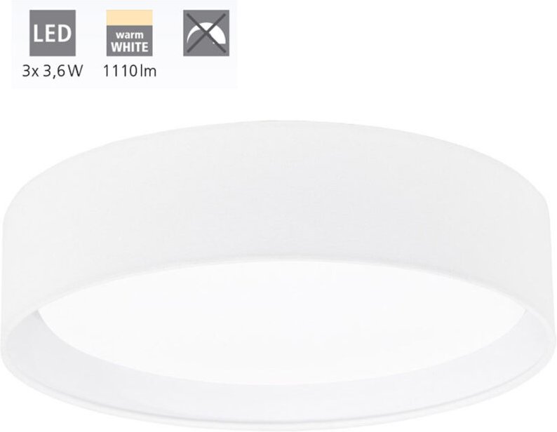 Deckenleuchte Pasteri Led Lampenschirm Weiß Leinen Ø32 Cm Eglo