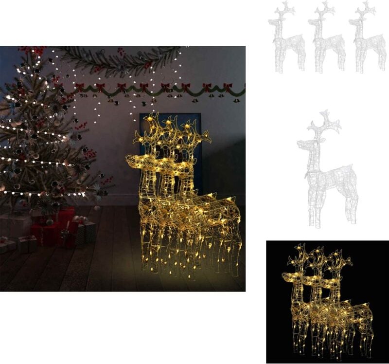 Rentiere Weihnachtsdekoration 3 Stk. 60x16x100 cm Acryl - Weihnachtsdeko - Rentier Deko - Outdoor Beleuchtung - Winter D...