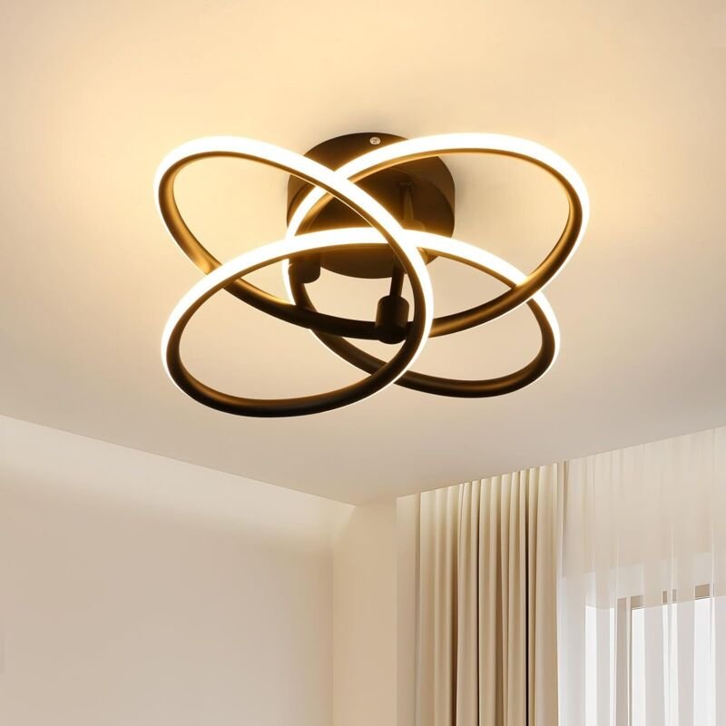 Thumbnail - GOECO LED Deckenleuchte Moderne, 38W LED Deckenlampe Creative Flower Form, Schwarz Deckenbeleuchtung aus Aluminium für S...