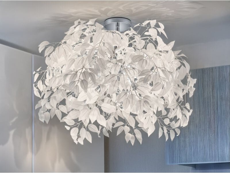 Große led Deckenleuchte mit Blätter Lampenschirm Weiß ø 70cm