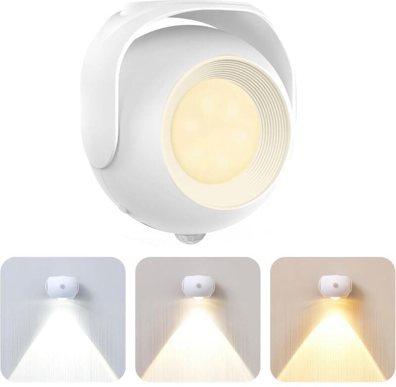Bewegungsaktiviertes Nachtlicht – wiederaufladbar, mit 3 Farbtemperaturen und einstellbarer Intensität für optimalen Seh...