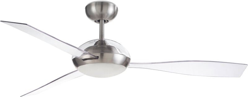 3 Blade 132cm Ceiling Fan with LED Light Satin Nickel, Tranparent Blades 132 cm Deckenventilator mit 3 Flügeln und LED-L...