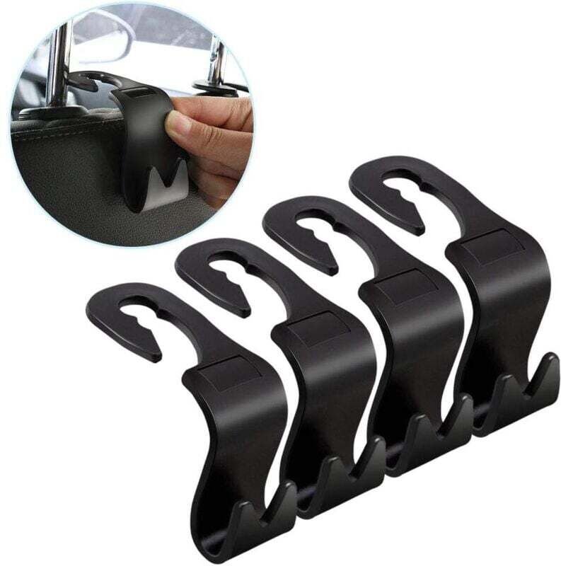 Vtizikl Crochets de dossier de siège auto , crochets multifonctionnels pour appuie-tête, lot de 4, noirs