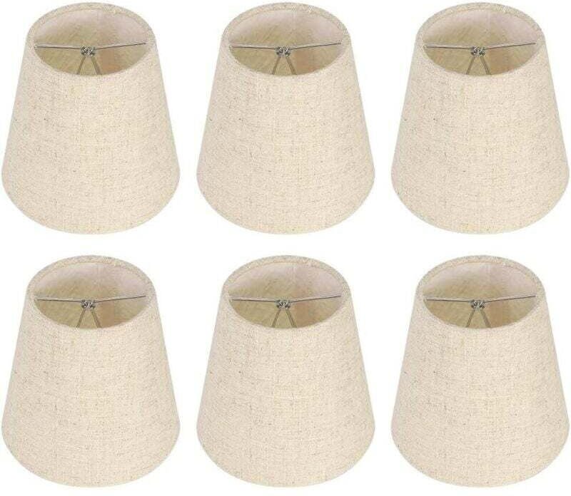 Aktionsangebot: 6er-Set kleine Lampenschirme aus Jute mit Clip für Tisch- und Stehlampen, nordisch-beiger Kronleuchter-L...