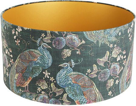 Velours-Lampenschirm pfauengrün 50/50/25 innen golden