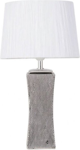 Akunadecor - palo santo keramik tischplatte 1xe27 silber glänzend m/weiss 50.5x28x28 cm