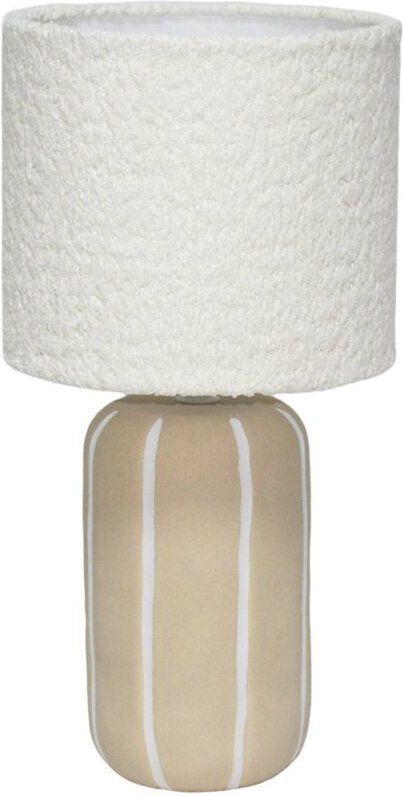 sweeek - Innen-Tischlampe Keramik, Bouclé-Lampenschirm H 41cm