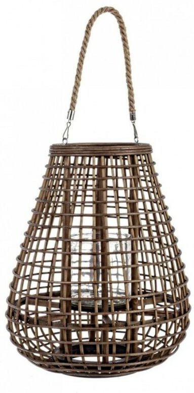 Yes Everyday - Laterne mit MOMBASA-Griff in geflochtener brauner Farbe 33dx40h cm