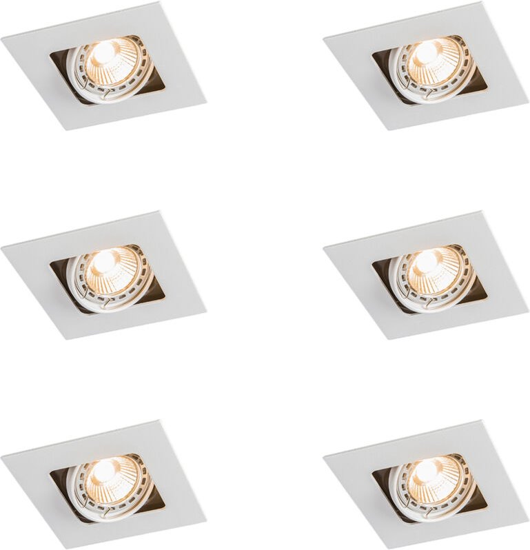 Set mit 6 Quadratischer Einbauspot weiß schwenkbar und kippbar - Artemis
