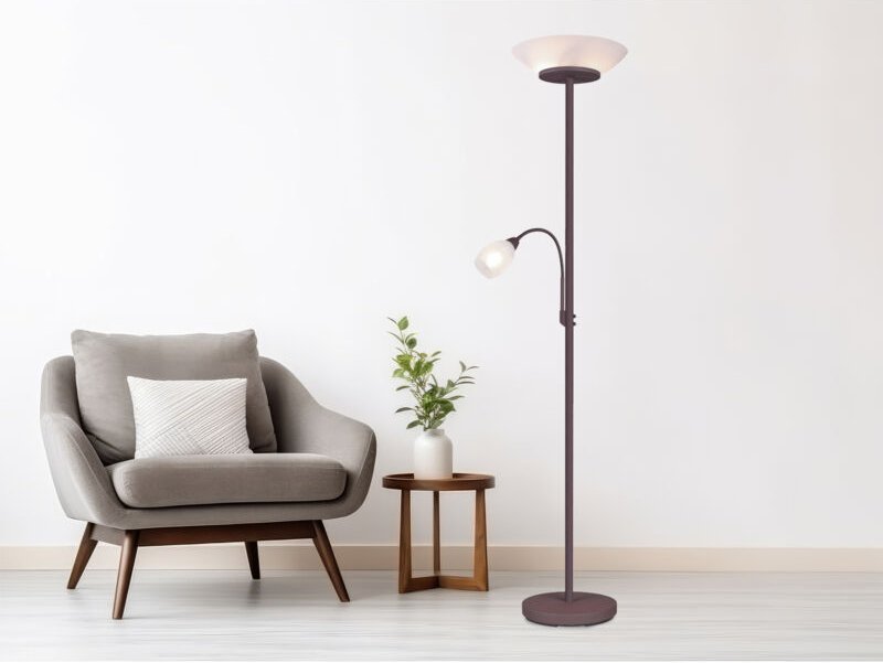 Thumbnail - Meinewunschleuchte - led Deckenfluter mit Flexarm Leselampe, Rostoptik & Glasschirme weiß, h: 180cm