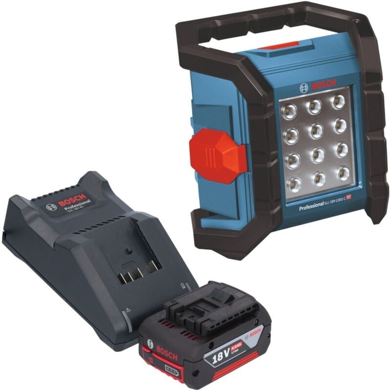 Bosch GLI 18V-1200 C Professional Akku Baustrahler 18 V 1200 lm + 1x Akku 4,0 Ah + Ladegerät
