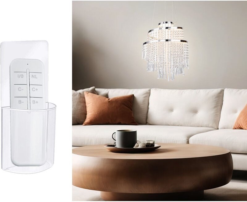 Meinewunschleuchte - led Kronleuchter mit Acryl Kristallbehang und Fernbedienung ø 38cm