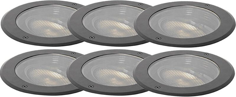 Set van 6 dimbare buiten grondspots zwart IP65 incl LED - Delux Honey