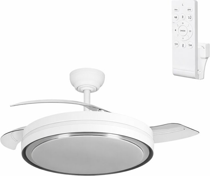 Weißer/silberner Gleichstromlüfter mit Sommer-/Winterfunktion, 60 W, 6980 lm, 3500–4000–6500 K