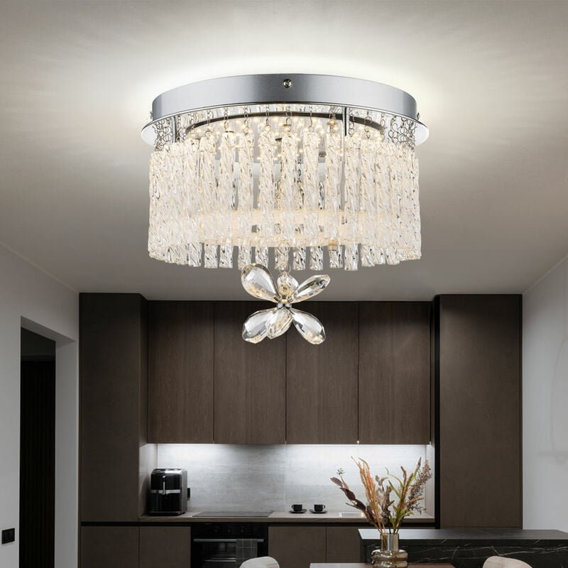 Kronleuchter Deckenleuchte Deckenlampe Wohnzimmerleuchte Kristallleuchte, Glasbehang Kristalle klar, led 12W 840Lm neutr...