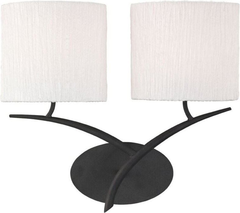 Inspired Mantra - Eve - Wandleuchte Switched 2 Light E27, Anthrazit mit weißen ovalen Schirmen