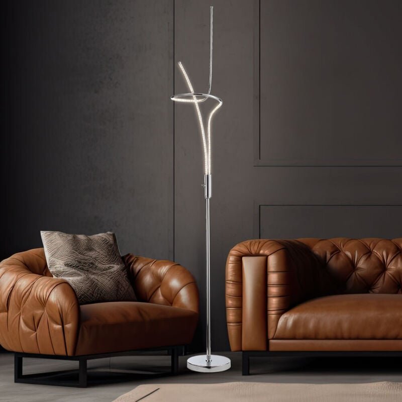 Stehleuchte Standleuchte Stehlampe Designleuchte Chrom, Acryl, Schalter, smd led 20,1 Watt 1600 Lumen warmweiß, DxH: 18x...