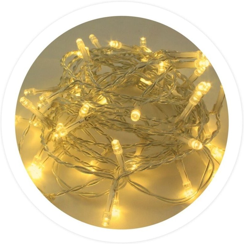 Transparente LED-Girlande 10 m, 8 Funktionen, warmes Licht