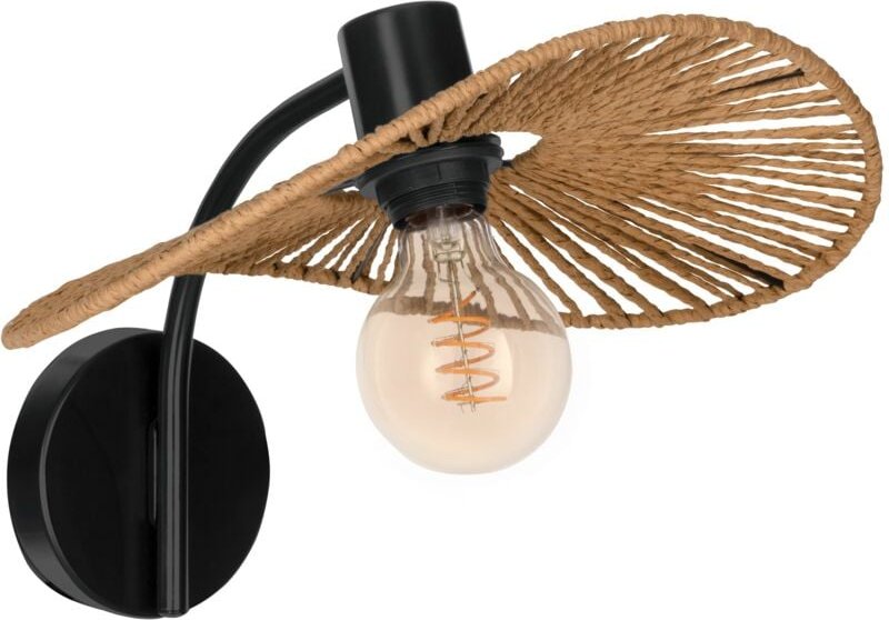 Thumbnail - Eglo - Wandlampe Siruela, Boho Wandleuchte innen, Wandbeleuchtung Natur, fsc zertifiziert, Wohnzimmerlampe aus Papier in...