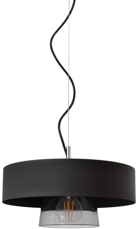 Babilon Zylindrische Pendel-Deckenleuchte Schwarz, Rauchglas 29cm - Helam