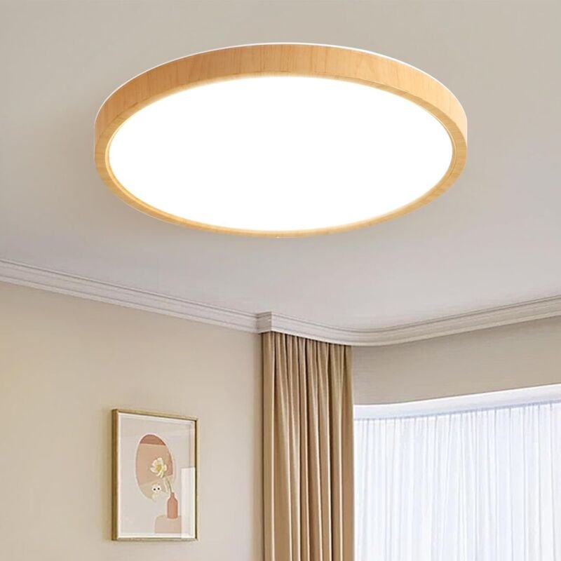 Ultradünne LED-Einbauleuchte in Holzoptik, moderne 24-W-Leuchte, 3000K/4000K/6000K wählbar, rund für Wohnzimmer, Küche, ...