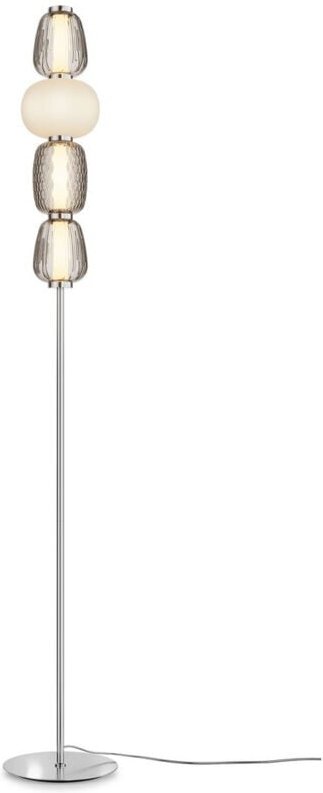 Thumbnail - Maytoni Pattern Moderne integrierte LED-Stehleuchte, Chrom, 3000 K, 4000 lm, Weiß, grauer Schirm