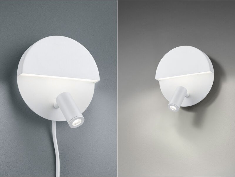 Meinewunschleuchte - 2er set led Leselampen Weiß mit Schalter & Stecker, ø 16cm