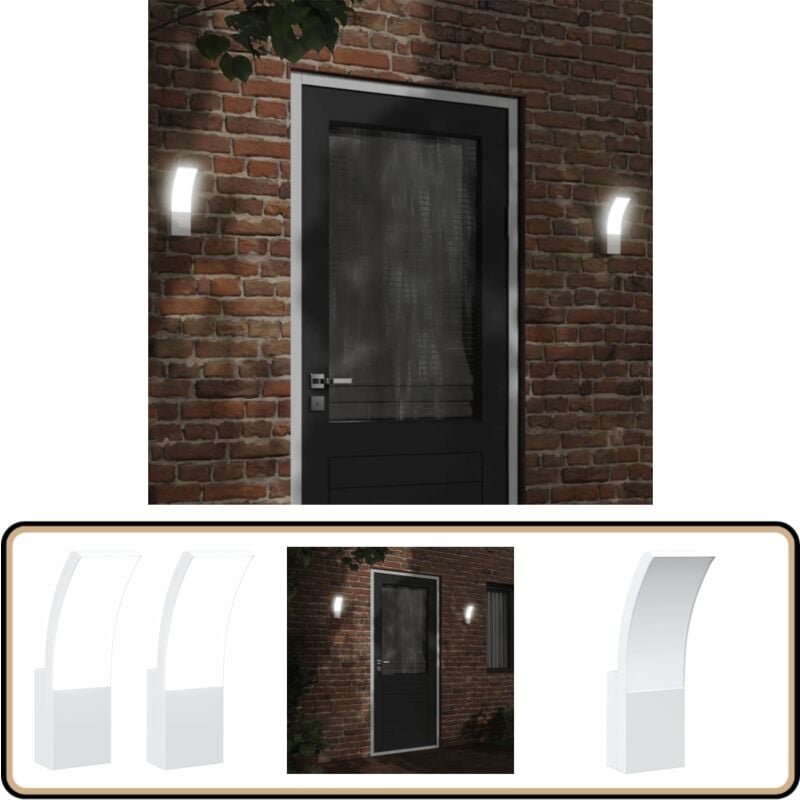 LED-Außenwandleuchten 2 Stk. Weiß Aluminiumdruckguss - LED-Lampe - Außenleuchte - Wandleuchte - Gartenbeleuchtung - Gart...